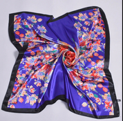 Anyyou Fashion Premium Satin Square Scarf – Purple Blue Silk-Feel Neckwrap for Women
