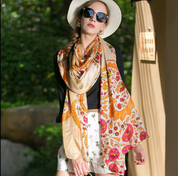 Anyyou 100% Mulberry Silk Gray Long Scarf Luxury Brand Women Beach Shawl Wear Swimwear Pashimina Face Shield Foulard