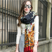 Anyyou 100% Pure Merino Wool Multicolor Paisley Stylish Poncho Winter Large Scarf With Trendy Pashmina Shawl Bandana  For Womenfashion Design