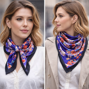 Anyyou Fashion Premium Satin Square Scarf – Purple Blue Silk-Feel Neckwrap for Women