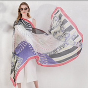 Anyyou 100% Mulberry Silk Off White Long Scarf Luxury Brand Women Beach Shawl Wear Swimwear Pashimina Face Shield Foulard