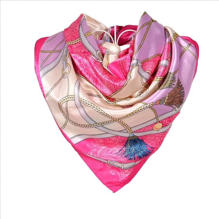 Anyyou Fashion Premium Satin Square Scarf – Pink Silk-Feel Neckwrap for Women