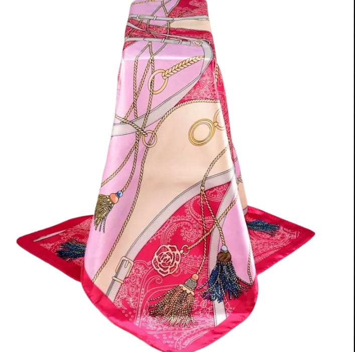 Anyyou Fashion Premium Satin Square Scarf – Pink Silk-Feel Neckwrap for Women