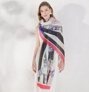 Anyyou 100% Mulberry Silk Off White Long Scarf Luxury Brand Women Beach Shawl Wear Swimwear Pashimina Face Shield Foulard