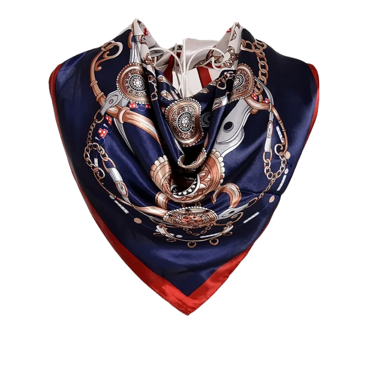 Anyyou Fashion Premium Satin Square Scarf – Red Blue Silk-Feel Neckwrap for Women