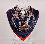Anyyou Fashion Premium Satin Square Scarf – Red Blue Silk-Feel Neckwrap for Women
