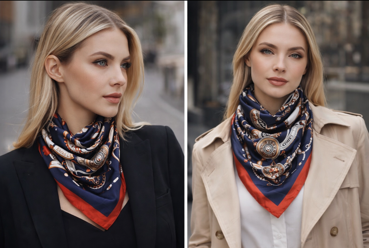 Anyyou Fashion Premium Satin Square Scarf – Red Blue Silk-Feel Neckwrap for Women