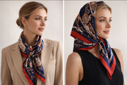 Anyyou Fashion Premium Satin Square Scarf – Red Blue Silk-Feel Neckwrap for Women