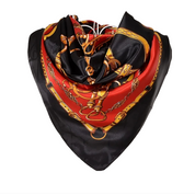 Anyyou Fashion Premium Satin Square Scarf – Black Red Elegant Silk-Feel Neckwrap for Women