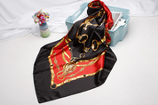 Anyyou Fashion Premium Satin Square Scarf – Black Red Elegant Silk-Feel Neckwrap for Women