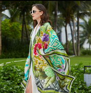 Anyyou 100% Mulberry Silk Avocado Green Long Scarf Luxury Brand Women Beach Shawl Wear Swimwear Pashimina Face Shield Foulard