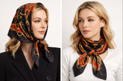 Anyyou Fashion Premium Satin Square Scarf – Black Red Elegant Silk-Feel Neckwrap for Women