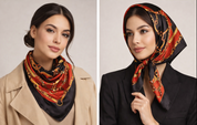 Anyyou Fashion Premium Satin Square Scarf – Black Red Elegant Silk-Feel Neckwrap for Women