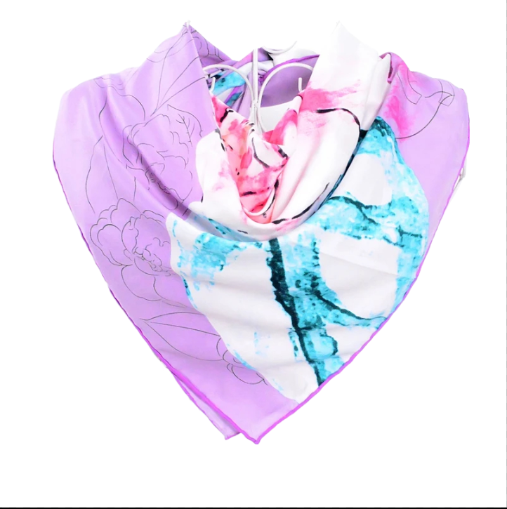 Anyyou Fashion Premium Satin Square Scarf – Light Purple Silk-Feel Neckwrap for Women