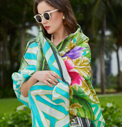 Anyyou 100% Mulberry Silk Avocado Green Long Scarf Luxury Brand Women Beach Shawl Wear Swimwear Pashimina Face Shield Foulard