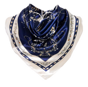 Anyyou Fashion Premium Satin Square Scarf – Elegant Navy Blue Silk-Feel Neckwrap for Women
