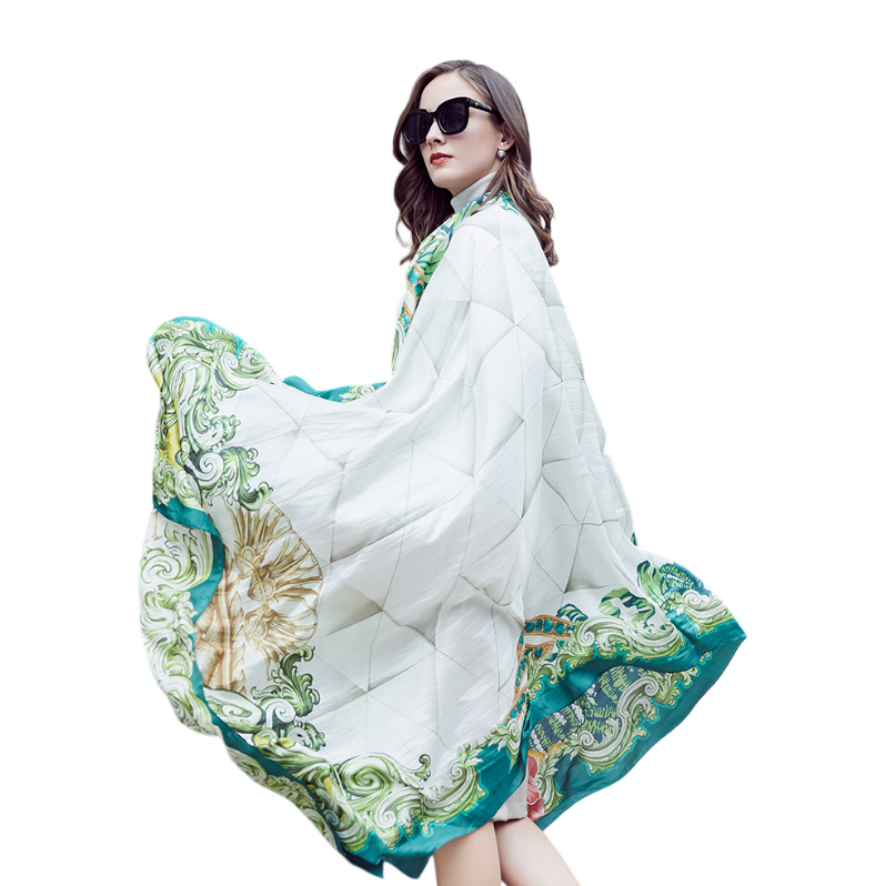 Anyyou 100% Mulberry Silk Light Green Long Scarf Luxury Brand Women Beach Shawl Wear Swimwear Pashimina Face Shield Foulard