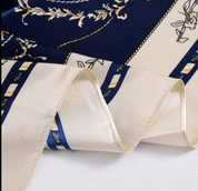 Anyyou Fashion Premium Satin Square Scarf – Elegant Navy Blue Silk-Feel Neckwrap for Women