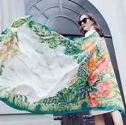 Anyyou 100% Mulberry Silk Light Green Long Scarf Luxury Brand Women Beach Shawl Wear Swimwear Pashimina Face Shield Foulard