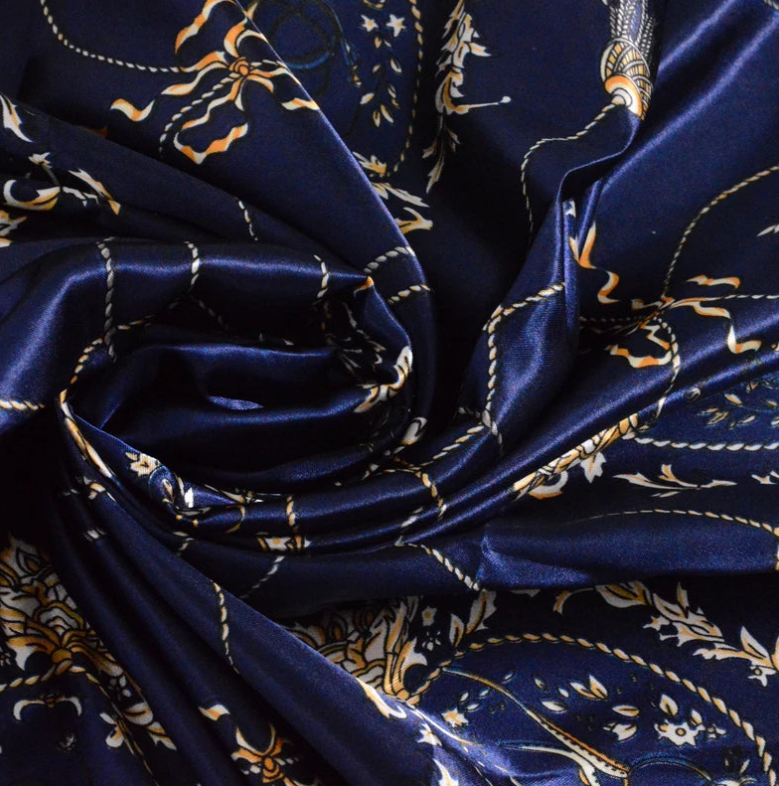 Anyyou Fashion Premium Satin Square Scarf – Elegant Navy Blue Silk-Feel Neckwrap for Women