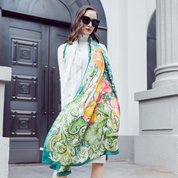 Anyyou 100% Mulberry Silk Light Green Long Scarf Luxury Brand Women Beach Shawl Wear Swimwear Pashimina Face Shield Foulard