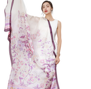 Anyyou 100% Mulberry Silk Purple Long Scarf Luxury Brand Women Beach Shawl Wear Swimwear Pashimina Face Shield Foulard