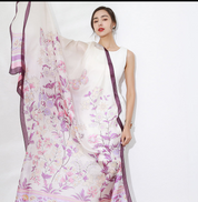 Anyyou 100% Mulberry Silk Purple Long Scarf Luxury Brand Women Beach Shawl Wear Swimwear Pashimina Face Shield Foulard