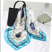 Anyyou Fashion Premium Satin Square Scarf – Elegant Lake Blue Silk-Feel Neckwrap for Women