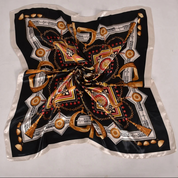 Anyyou Fashion Premium Satin Square Scarf – Black Silk-Feel Neckwrap for Women