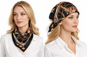 Anyyou Fashion Premium Satin Square Scarf – Black Silk-Feel Neckwrap for Women