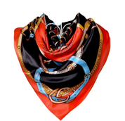 Anyyou Fashion Premium Satin Square Scarf –Red Black Silk-Feel Neckwrap for Women