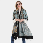 Anyyou 100% Pure Merino Wool Gray Poncho Winter Large Scarf Pashmina Shawl Bandana Neck Wrap For Women