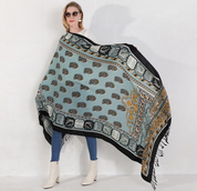 Anyyou 100% Pure Merino Wool Gray Poncho Winter Large Scarf Pashmina Shawl Bandana Neck Wrap For Women