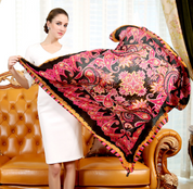 Anyyou 100% Pure Merino Wool Pink Paisley Taffeta Stylish Poncho Winter Large Scarf With Trendy Pashmina Shawl Bandana  For Womenfashion Design