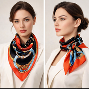 Anyyou Fashion Premium Satin Square Scarf –Red Black Silk-Feel Neckwrap for Women