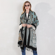 Anyyou 100% Pure Merino Wool Gray Poncho Winter Large Scarf Pashmina Shawl Bandana Neck Wrap For Women