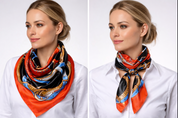 Anyyou Fashion Premium Satin Square Scarf –Red Black Silk-Feel Neckwrap for Women