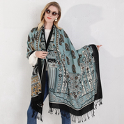 Anyyou 100% Pure Merino Wool Gray Poncho Winter Large Scarf Pashmina Shawl Bandana Neck Wrap For Women