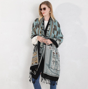 Anyyou 100% Pure Merino Wool Gray Poncho Winter Large Scarf Pashmina Shawl Bandana Neck Wrap For Women