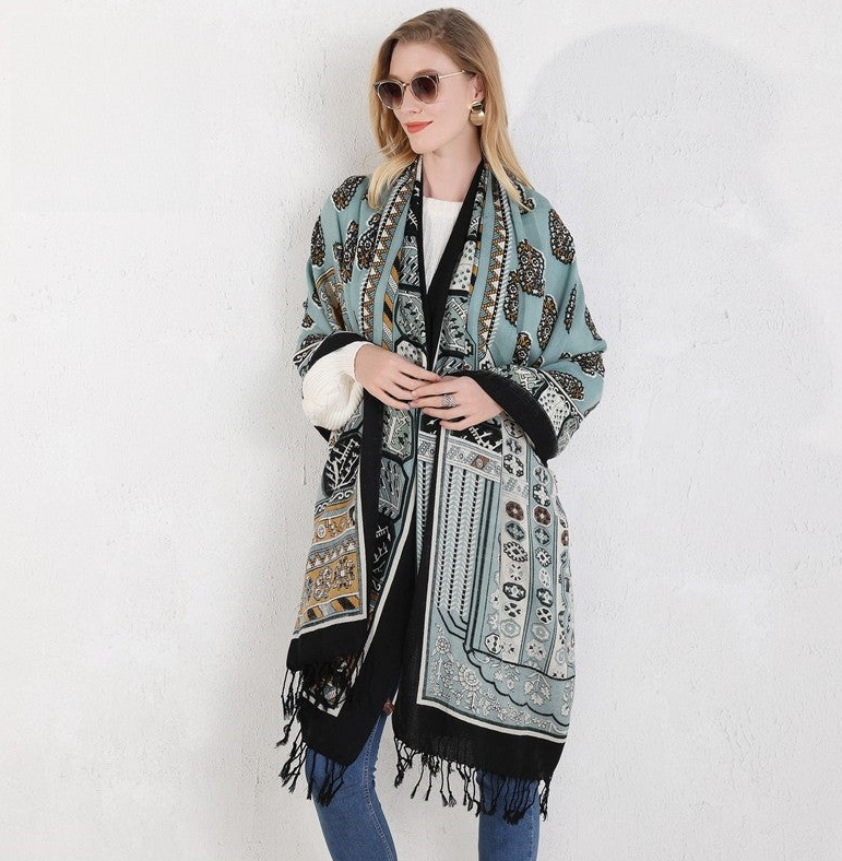 Anyyou 100% Pure Merino Wool Gray Poncho Winter Large Scarf Pashmina Shawl Bandana Neck Wrap For Women