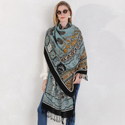 Anyyou 100% Pure Merino Wool Gray Poncho Winter Large Scarf Pashmina Shawl Bandana Neck Wrap For Women