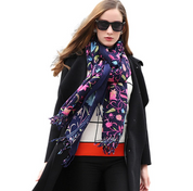 Anyyou 100% Pure Merino Wool Navy Blue Poncho Winter Large Scarf Pashmina Shawl Bandana Neck Wrap For Women