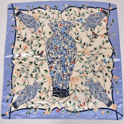 Anyyou Fashion Premium Satin Square Scarf – Vase Blue Floral Silk-Feel Neckwrap for Women