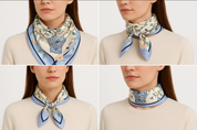 Anyyou Fashion Premium Satin Square Scarf – Vase Blue Floral Silk-Feel Neckwrap for Women