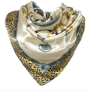 Anyyou Fashion Premium Satin Square Scarf – Leopard Print Silk-Feel Neckwrap for Women