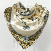 Anyyou Fashion Premium Satin Square Scarf – Leopard Print Silk-Feel Neckwrap for Women