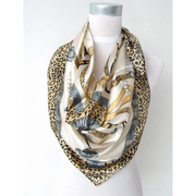 Anyyou Fashion Premium Satin Square Scarf – Leopard Print Silk-Feel Neckwrap for Women