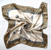 Anyyou Fashion Premium Satin Square Scarf – Leopard Print Silk-Feel Neckwrap for Women