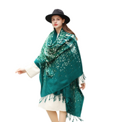 Anyyou 100% Pure Merino Wool Green Poncho Winter Large Scarf Pashmina Shawl Bandana Neck Wrap For Women