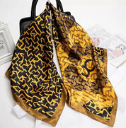 Anyyou Fashion Premium Satin Square Scarf – Gold Black Silk-Feel Neckwrap for Women